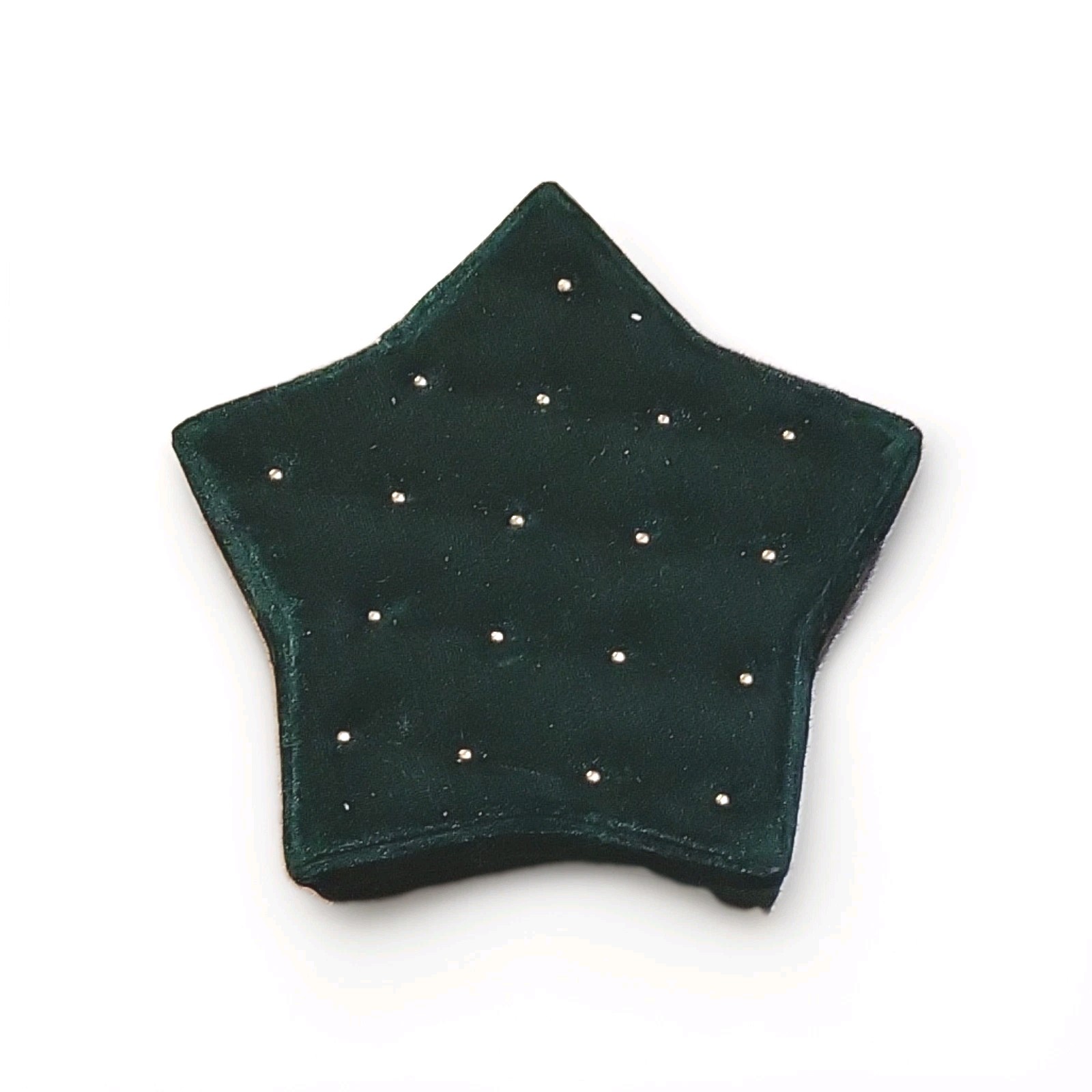Velvet Velour Green Star Gift Box Gold Beaded Christmas Holiday Trinket Storage