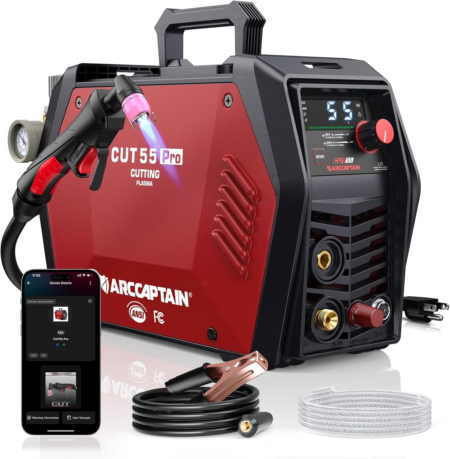 ARCCAPTAIN Plasma Cutter 55A Pilot Arc Air Plasma Cutting Machine Dual Voltage