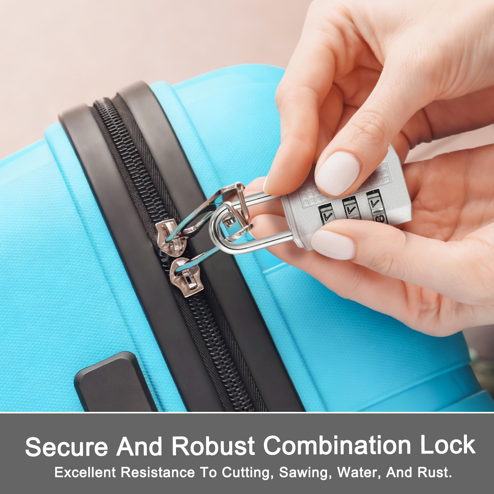 Combination Padlock (Small, Silver)(2 Pcs), 3-Digit Shackle Code Locks