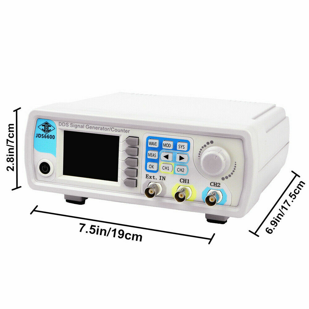 JDS6600 60MHz Signal Generator Dual Channel DDS Function Waveform 2.4" Display