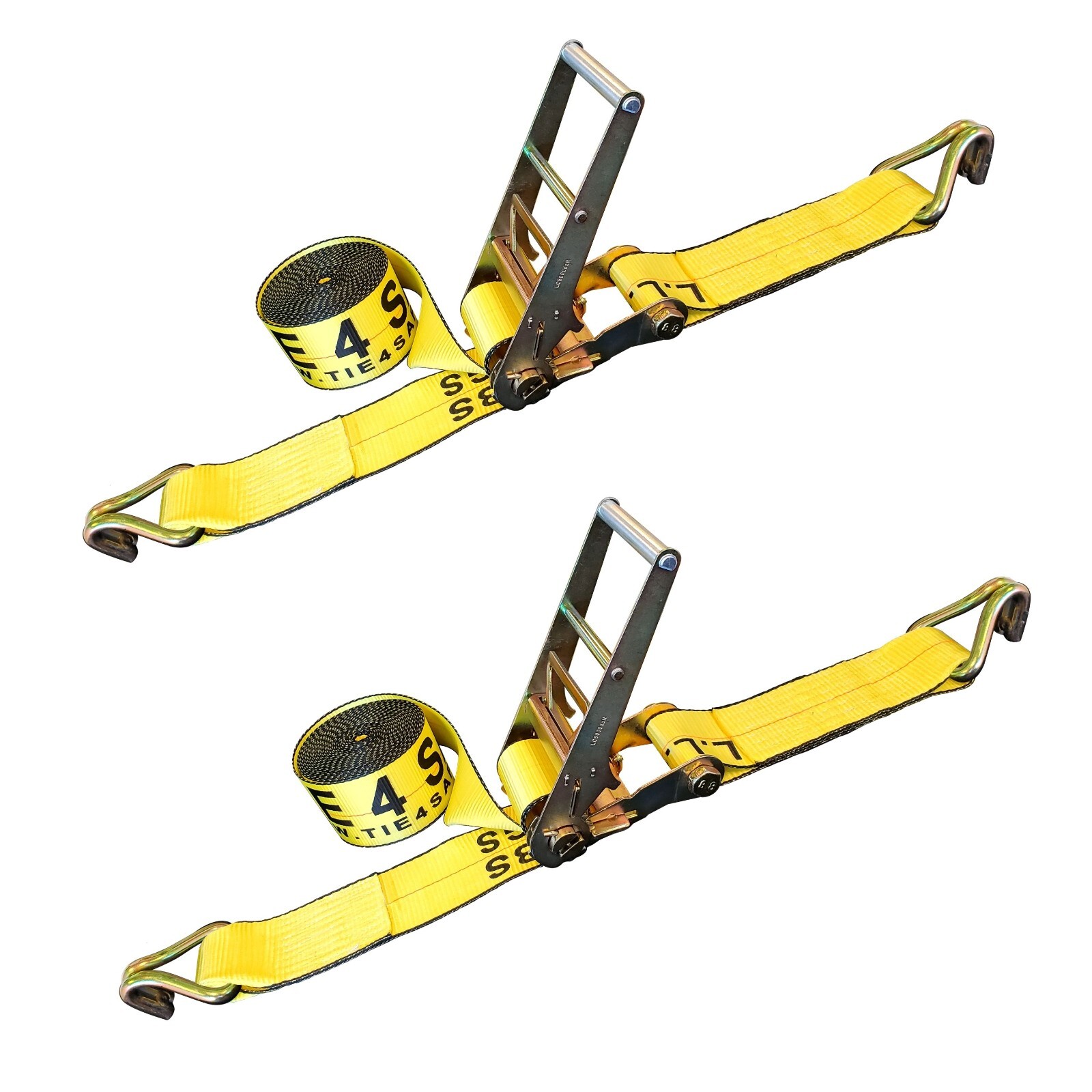 2 Pack Heavy Duty 3" x 30' Ratchet Tie Down Strap w/J Hook WLL 5400 LBS YELLOW