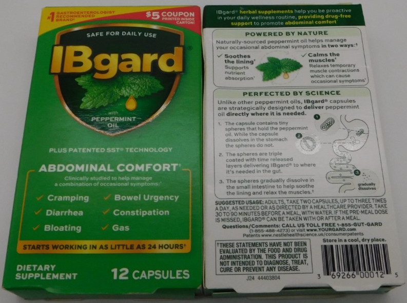 2PK IBGARD W/PEPPERMINT OIL ~ 12 caps each ~ NEW & SEALED