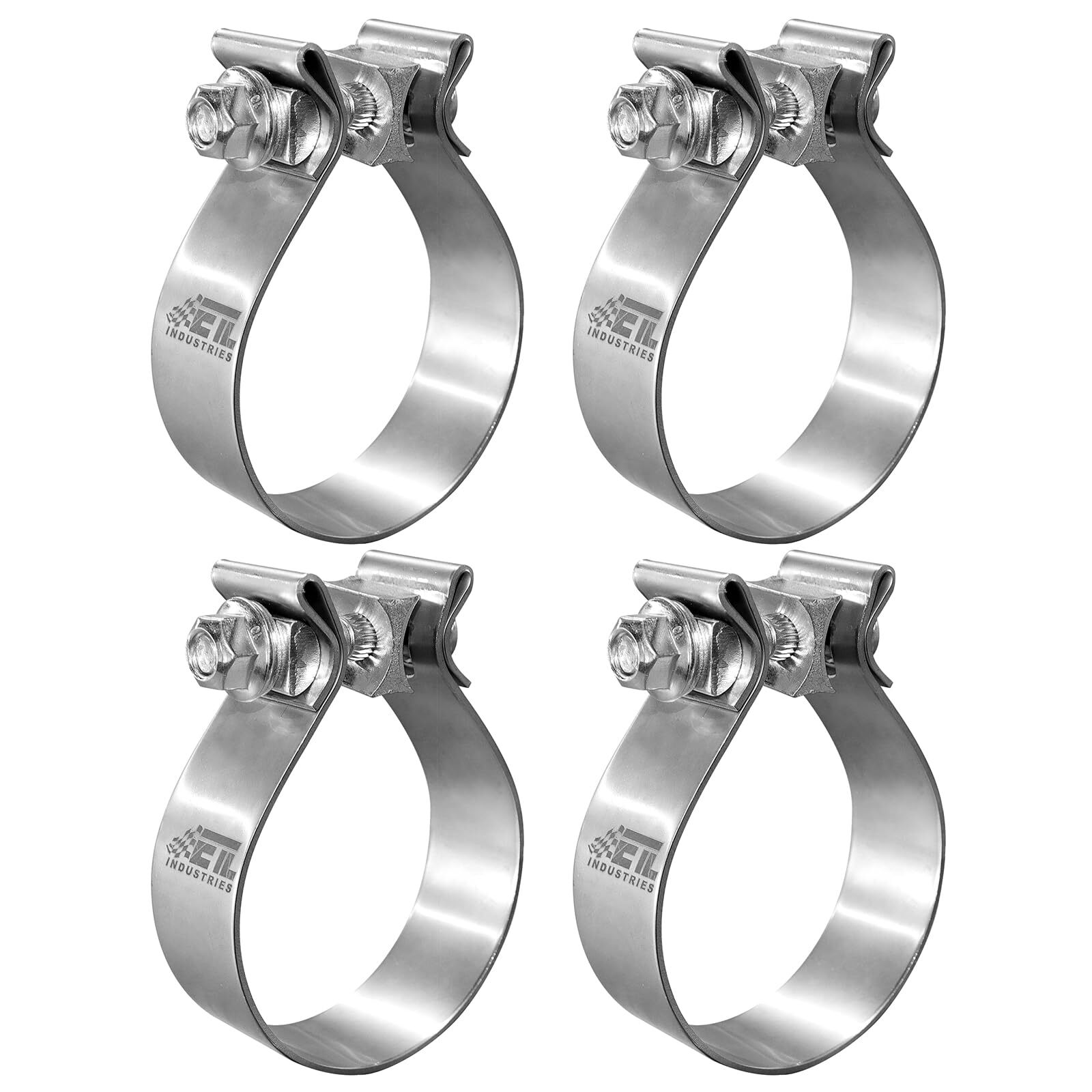 2.5 Inch Exhaust Clamps Narrow Band 304 Stainless Steel 4 Pcs Heavy Duty