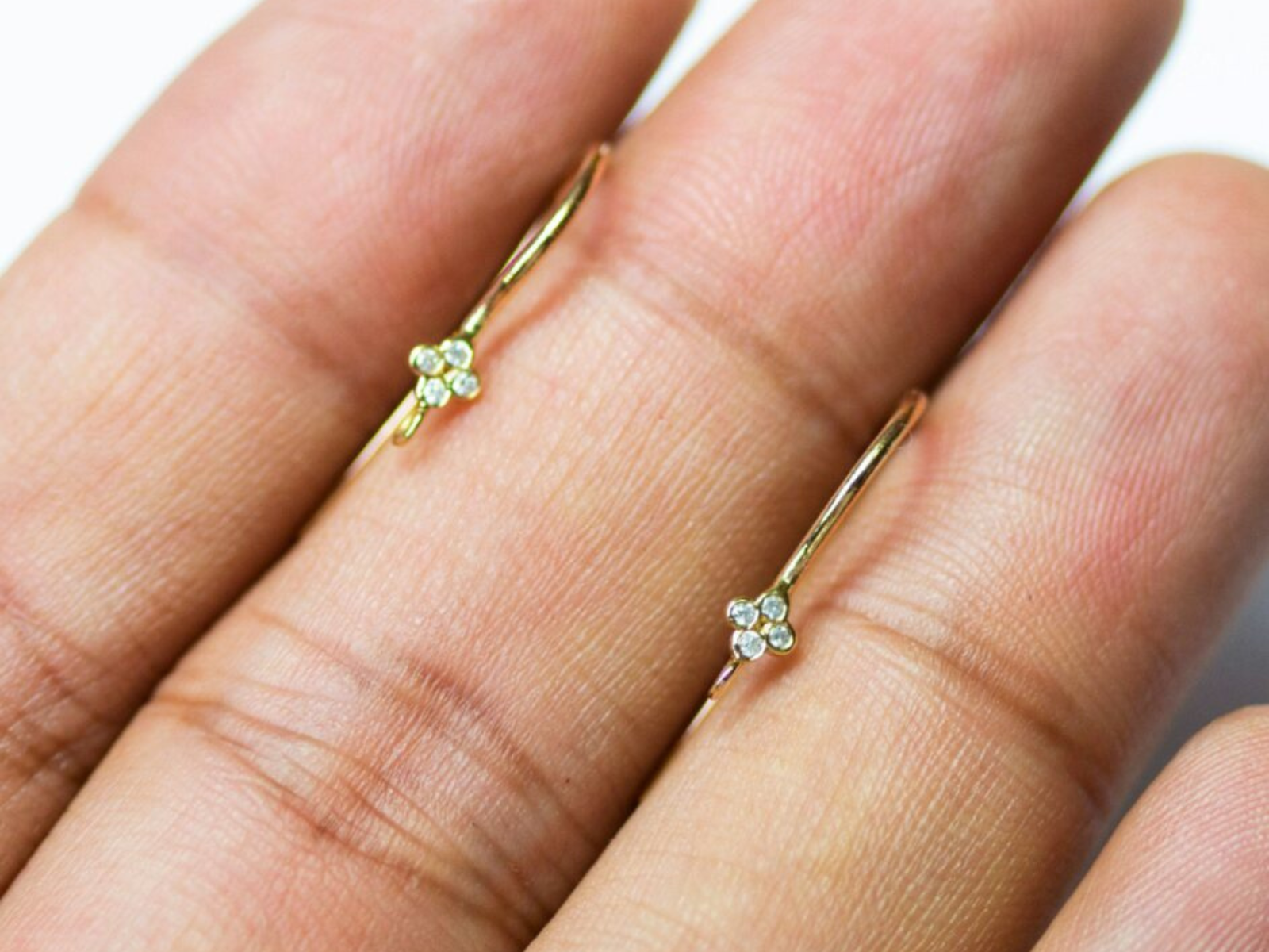 14K Solid Gold Diamond Ear Hook Findings Ear Wire Earring Findings Diamond Hook.