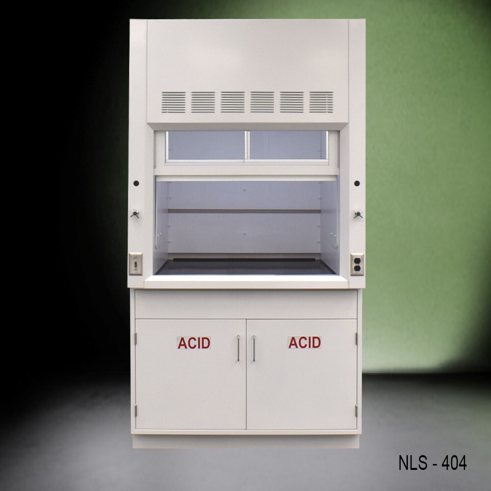 4' Chemical Fume Hood w/ Acid Storage / Valves / Dual Sash / E1-029