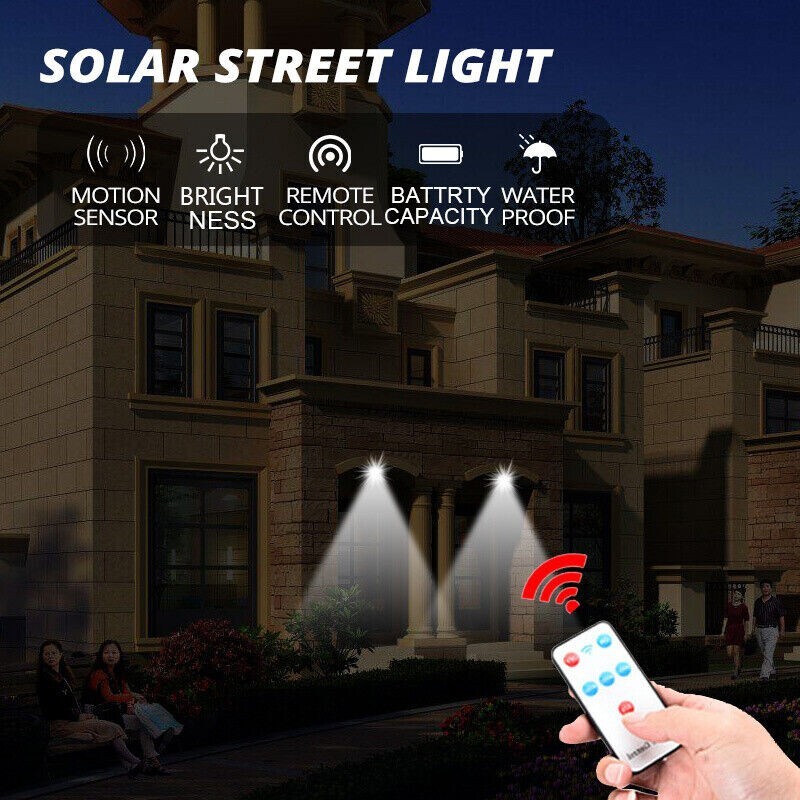 2PCS 99000000LM LED Solar Wall Light Commercial Dusk To Dawn Outdoor Street Lamp