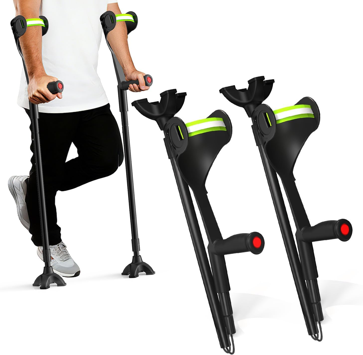Forearm Crutches for Adults – Heavy-Duty Aluminum Arm Crutches, Adjustable Forea