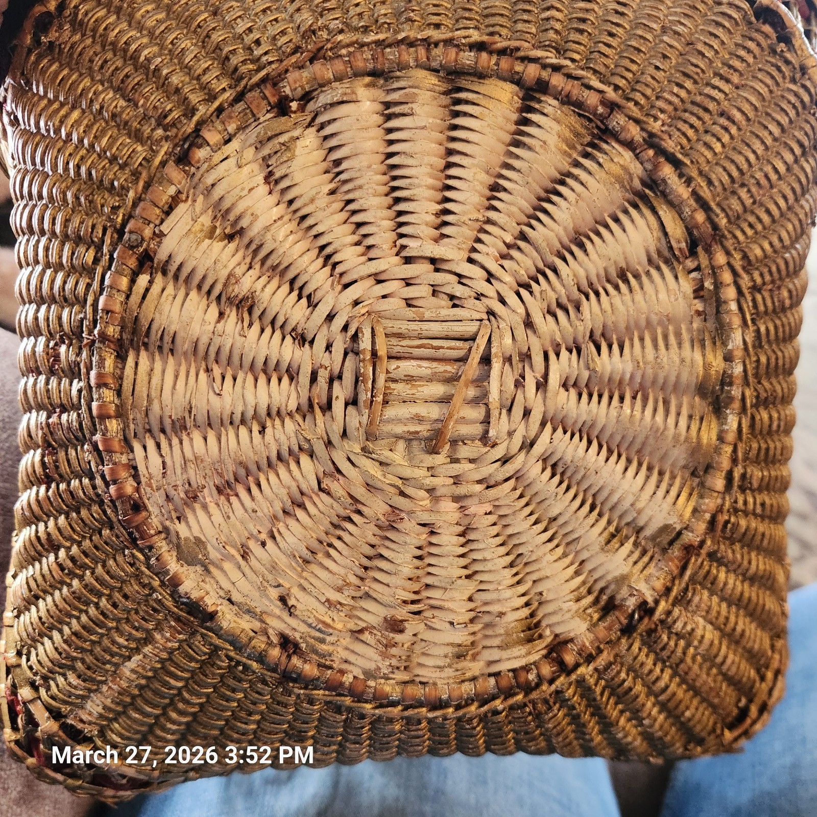 Wicker Basket Purple Lining And Pillow Center