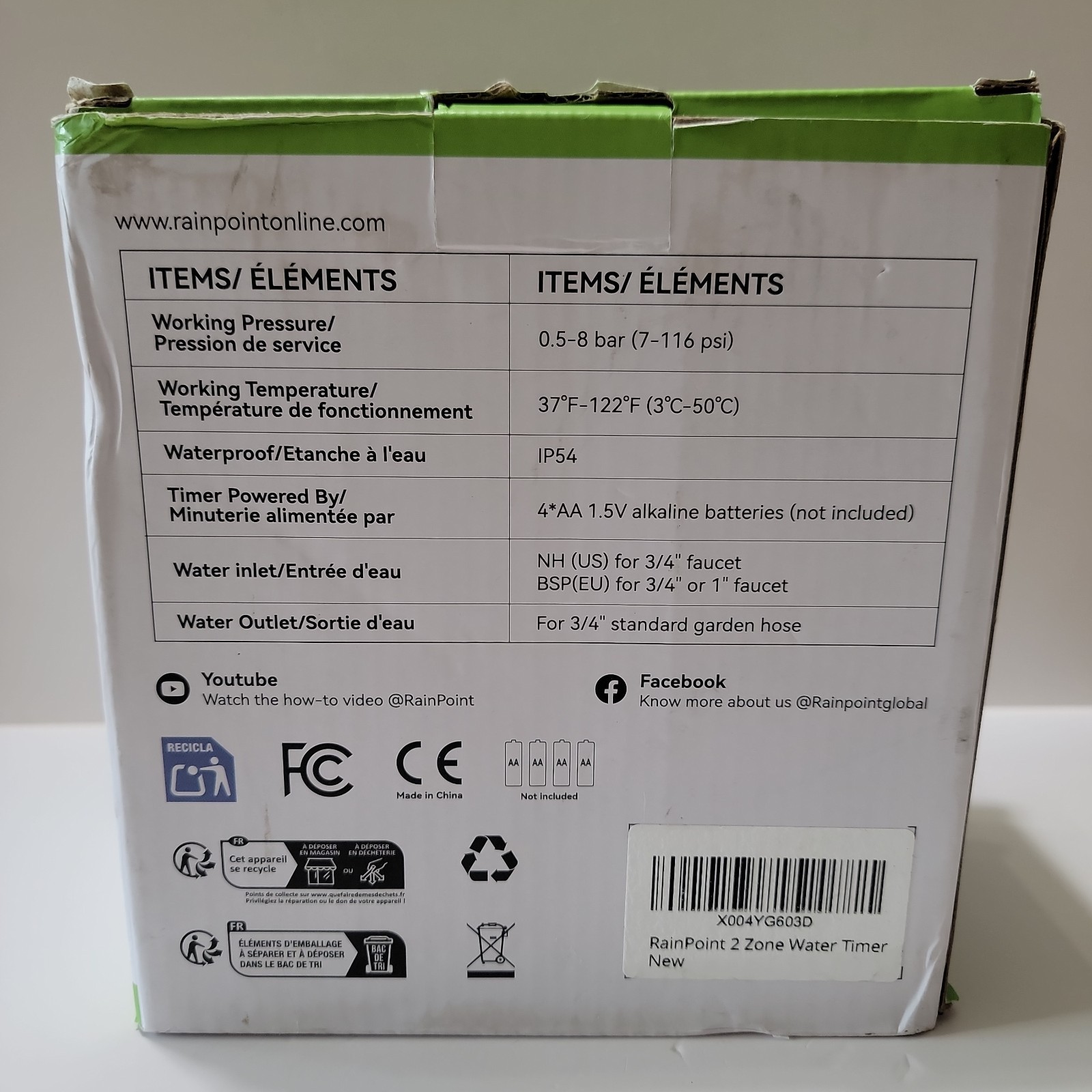 RAINPOINT 2-Zone Water Timer HTV210B Timer Only