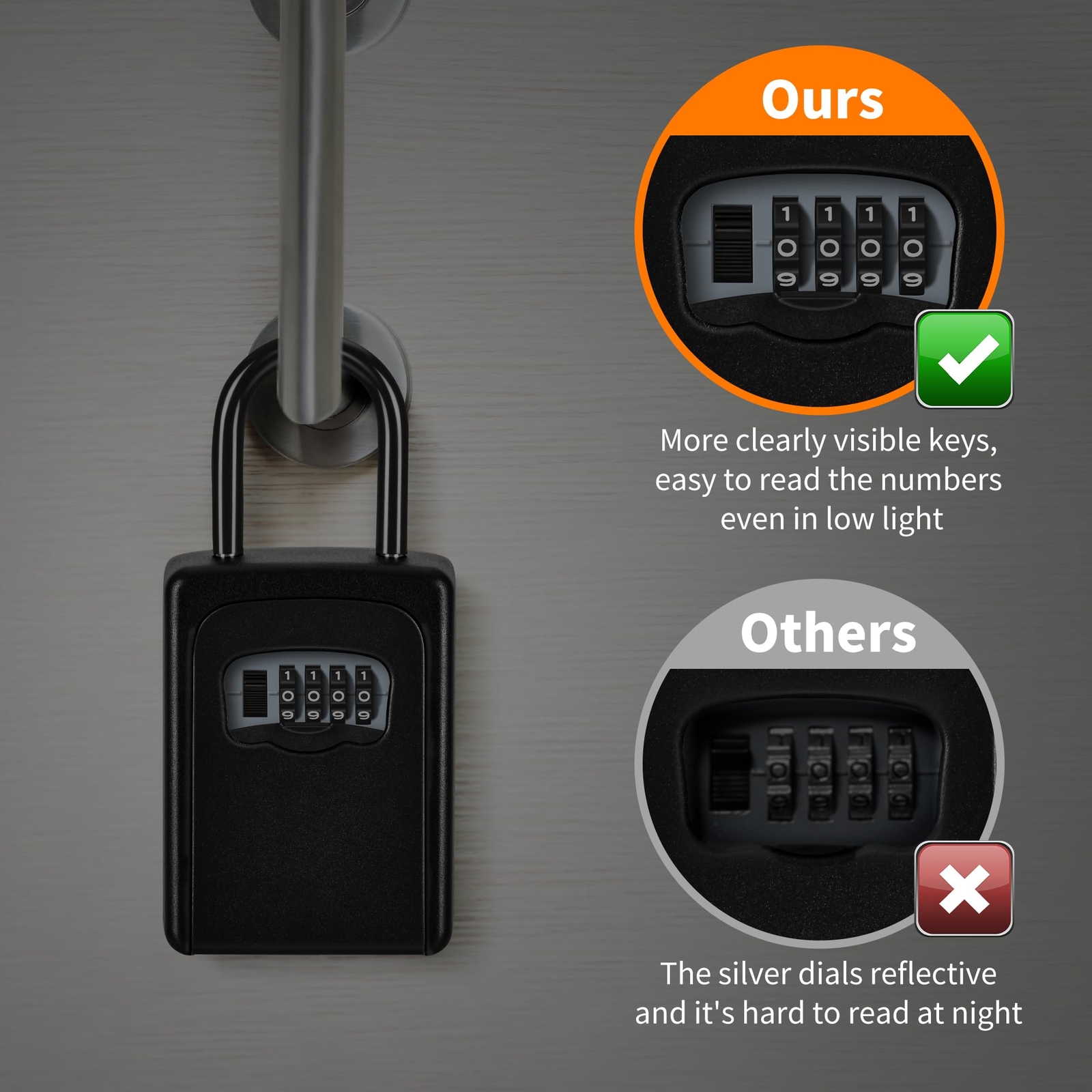 Portable Key Lock Box Wall Mounted 5-Key Capacity Resettable Code