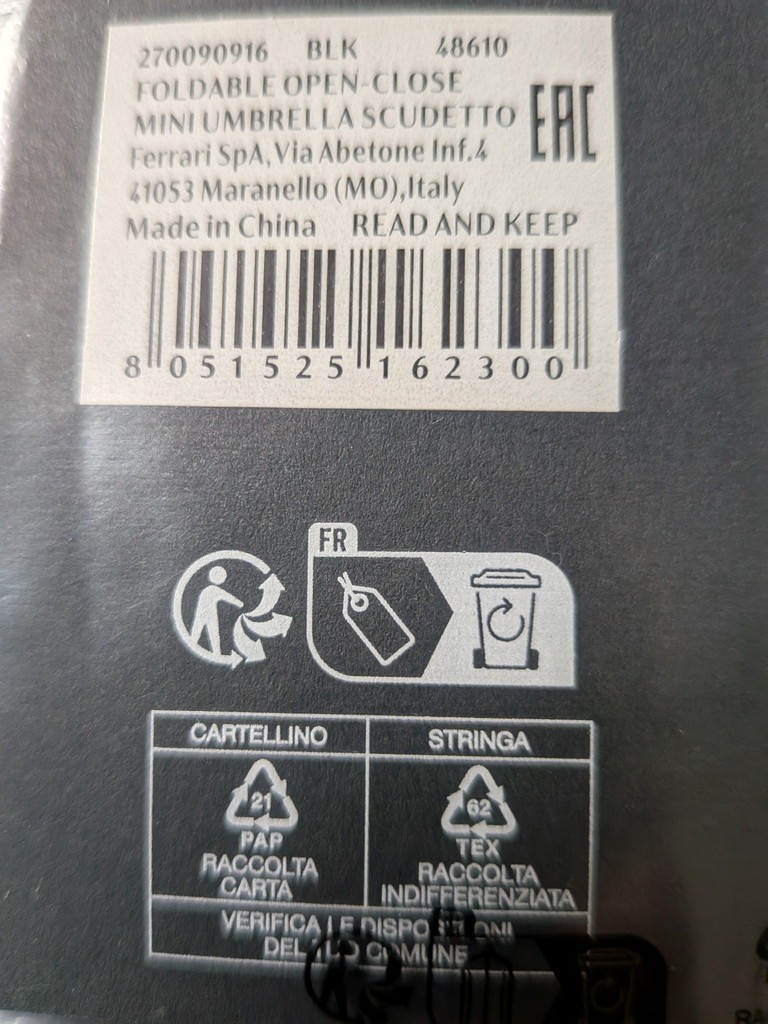 Ferrari folding umbrella NEW