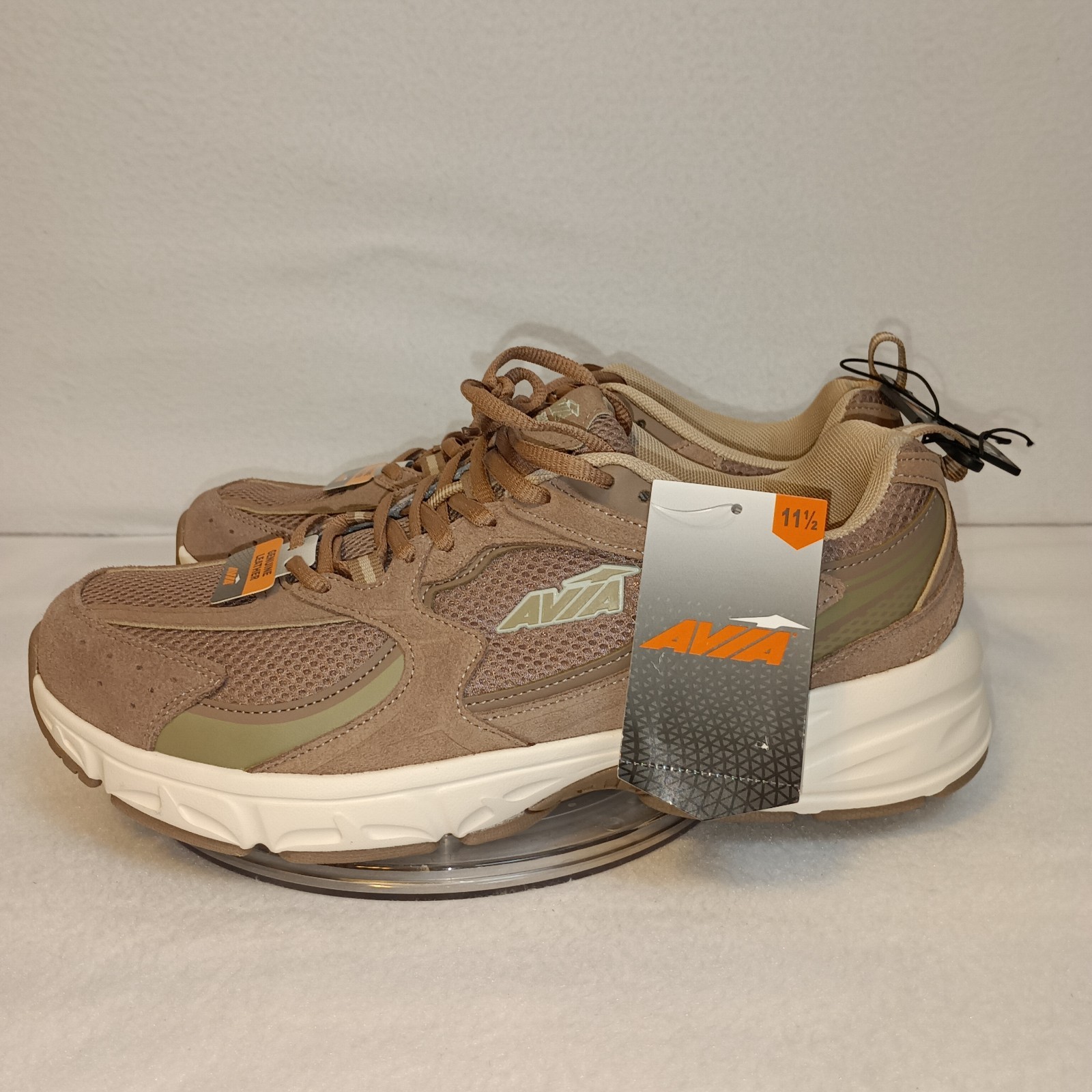 Men’s Sz 9.5 & 11.5 Tan Brown Walking Sneakers Mesh Comfort Shoes NWT Avia