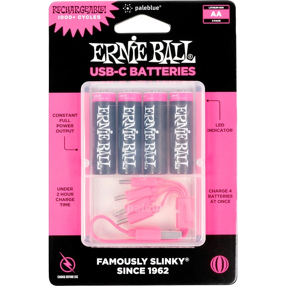 Ernie Ball P09643 USB-C Rechargeable Batteries AA (4Pack)