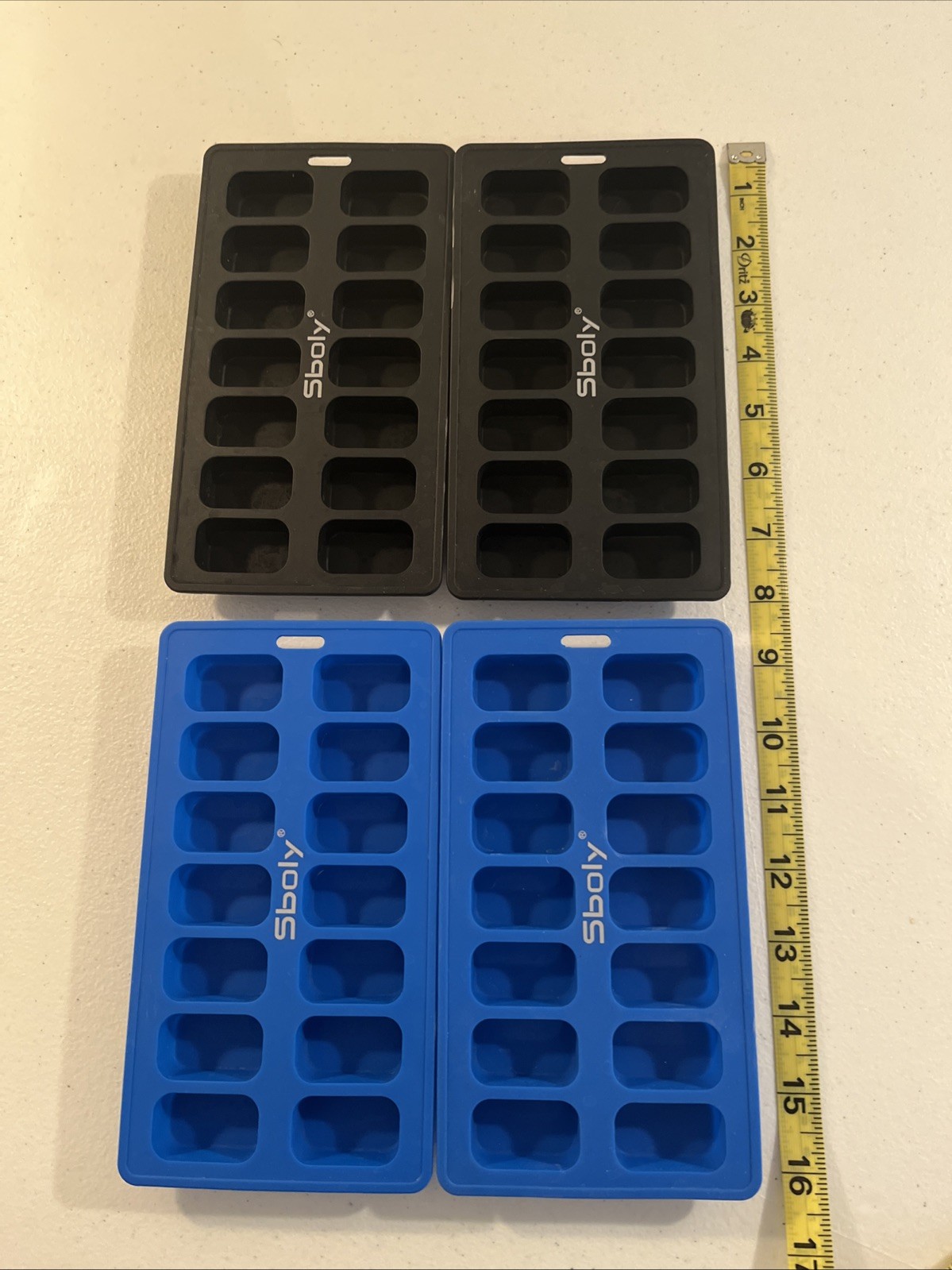 Set of 4 Sboly Silicone Ice Cube/Craft/Baking Molds 2 Black 2 Blue