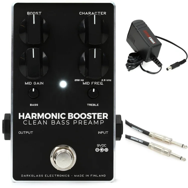 Darkglass Harmonic Booster Clean Bass Preamp Pedal with Power Supply and Cable
