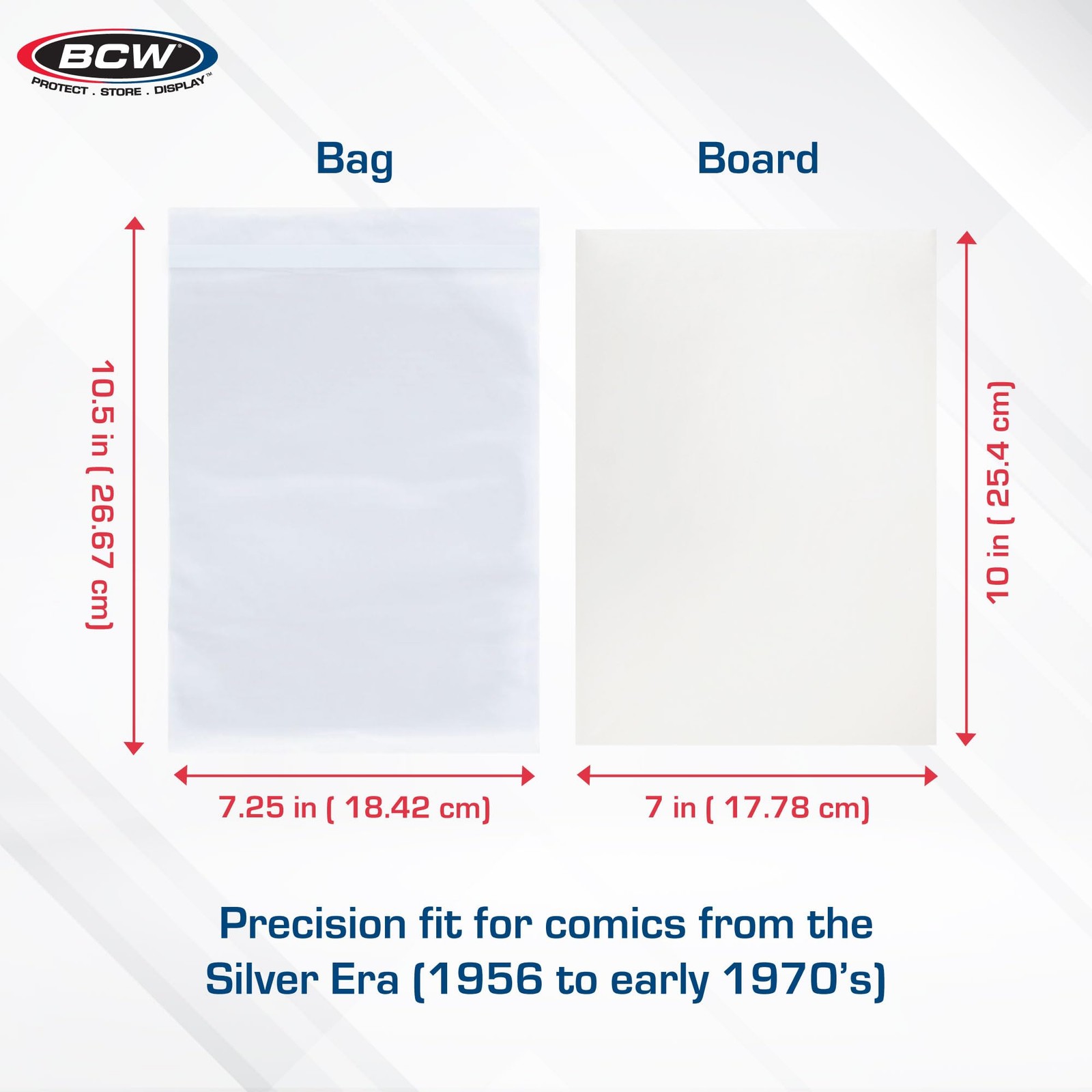 BCW Thick Resealable Silver/Regular Comic Bags & BCW Silver Comic Backing Boa...