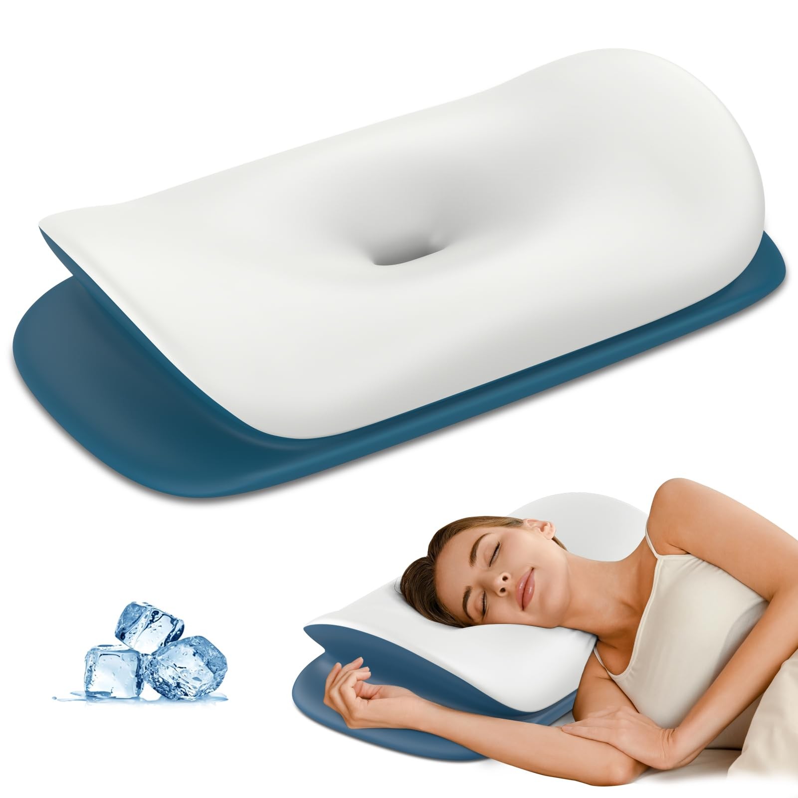 Cervical Neck Pillow for Pain Relief - Ergonomic Memory Foam Contour Pillows ...