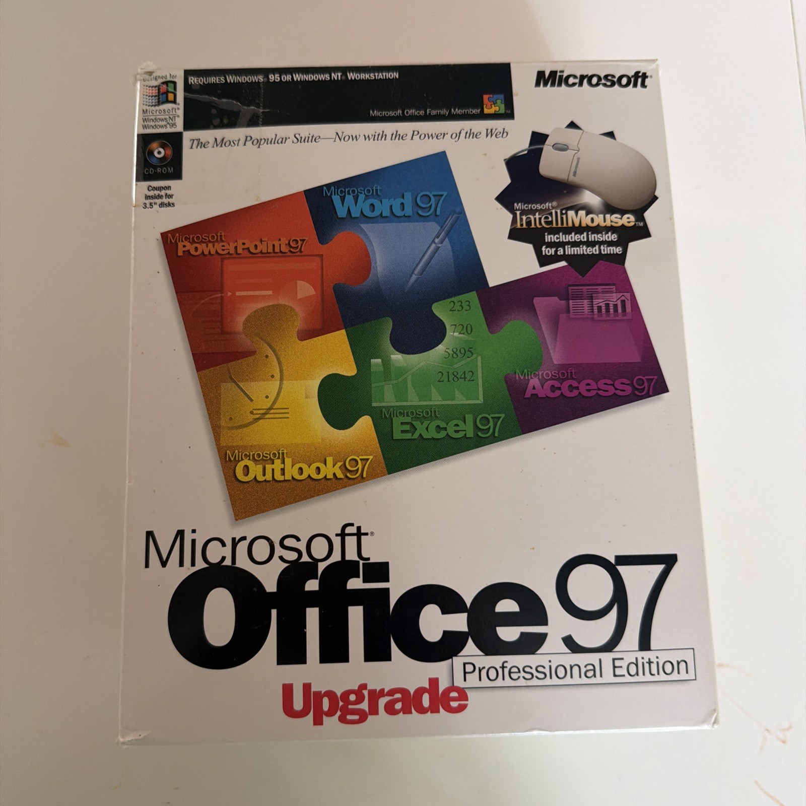 Microsoft Office 97 Upgrade Professional Edition Complete Big Box w/ InteliMouse