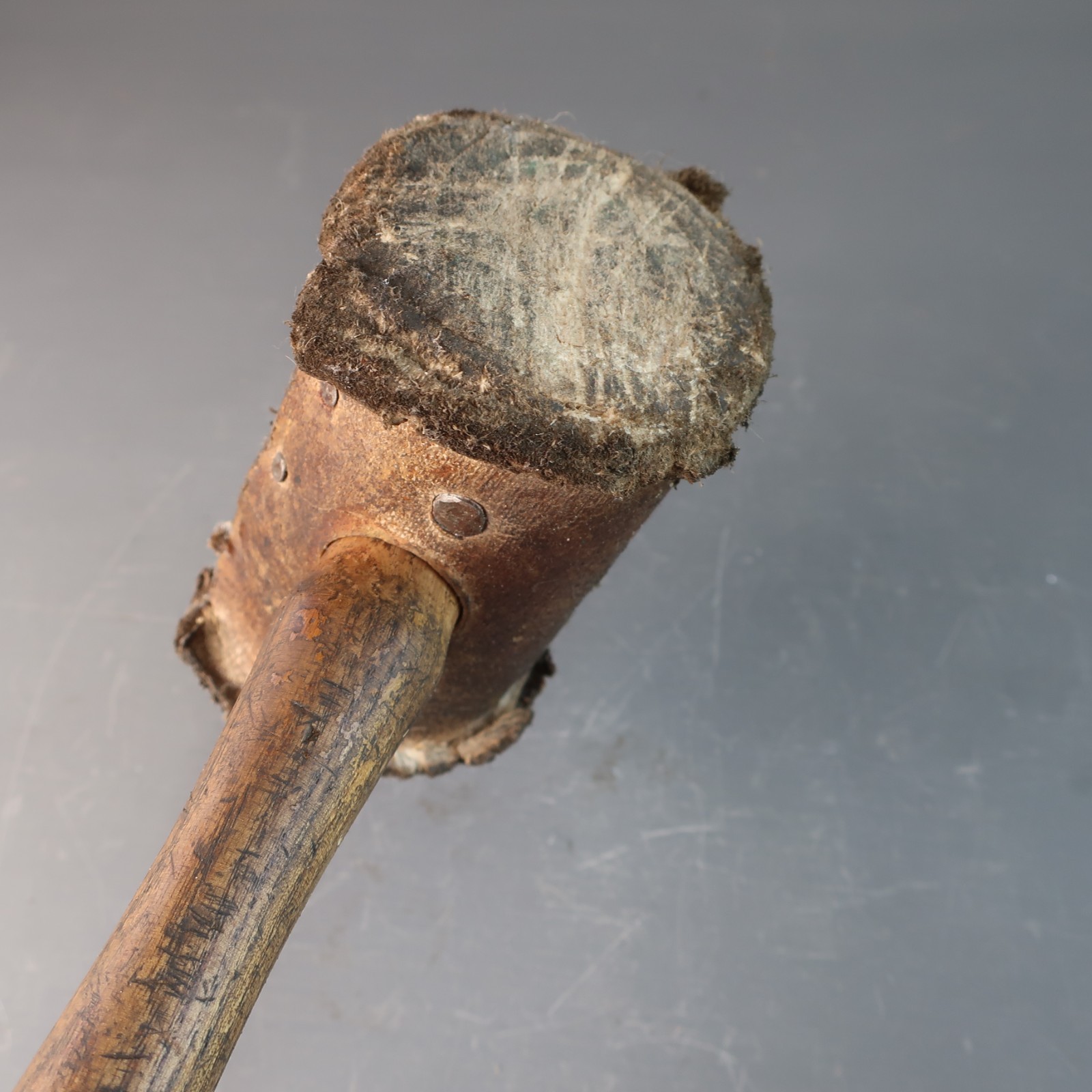 Vintage Rolled Rawhide Mallet with Wooden Handle