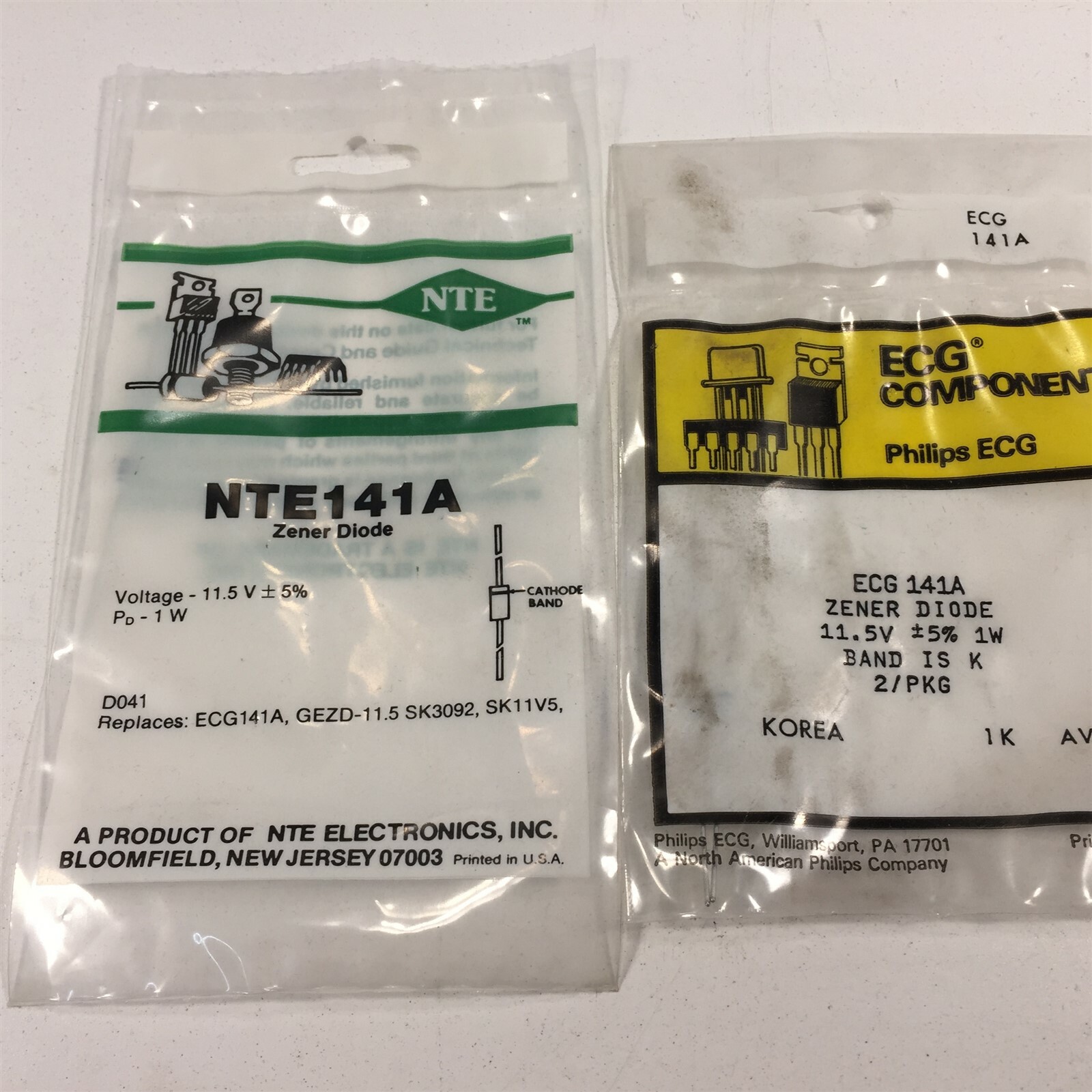 (5) NTE ECG NTE141A ECG141A Zener Diode, 1 Watt - Lot of 5