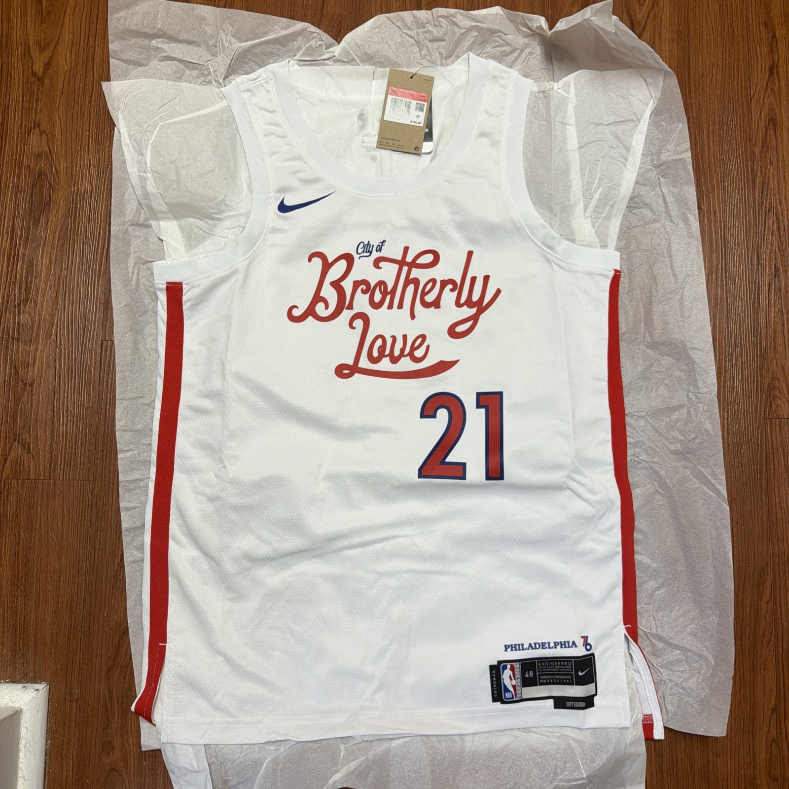 Joel Embiid Philadelphia 76ers Sz L Nike 2022/23 Swingman Jersey City Edition