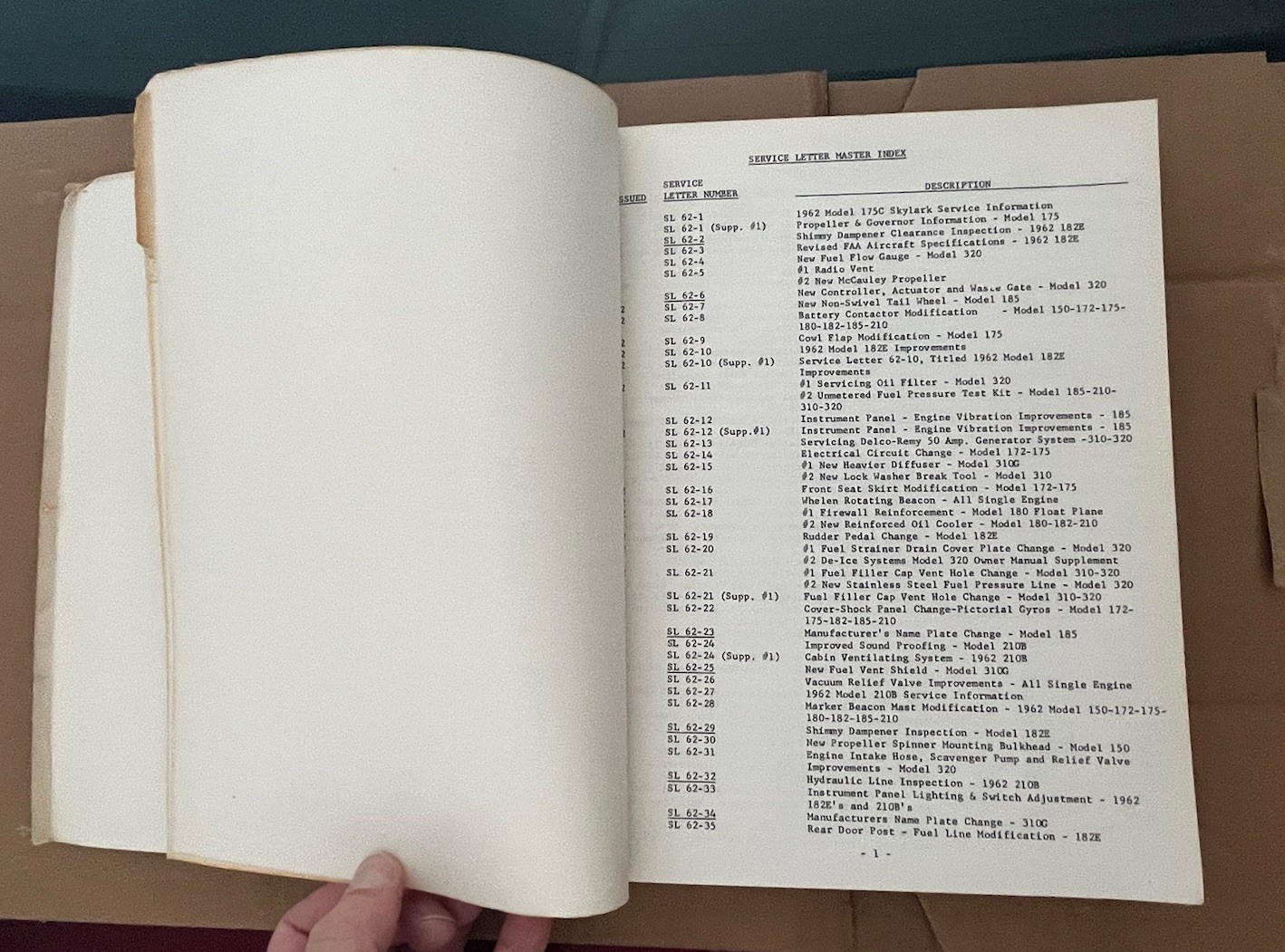 1963 Cessna Service Information Summary Manual All Models, Original