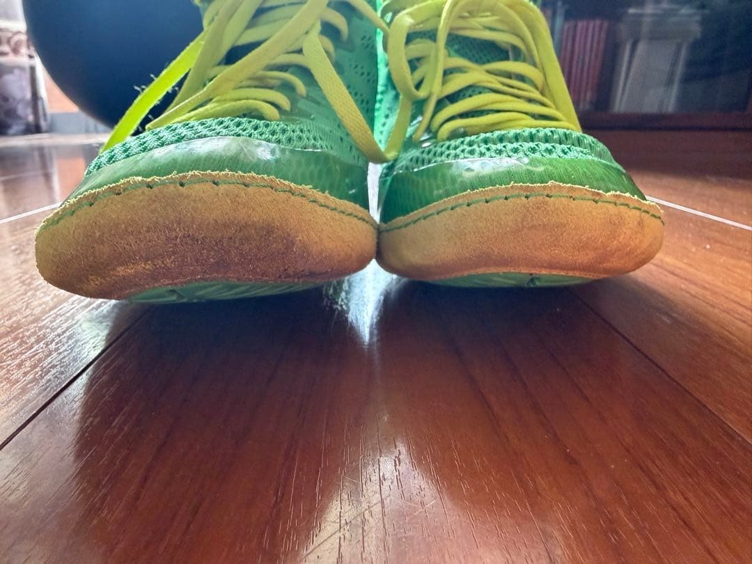 Adidas Jake Varner Boxing Shoes Green/Yellow Mesh High-Cut - US Men 9.5