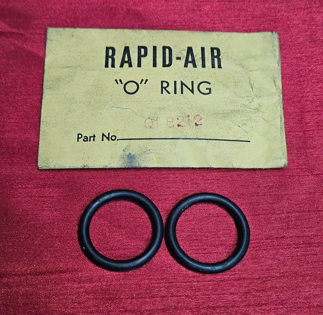 RAPID-AIR O Rings Q1 8212, 7/8" ID, 1-1/8" OD, 1/8" Thick, 2 Pack - NEW