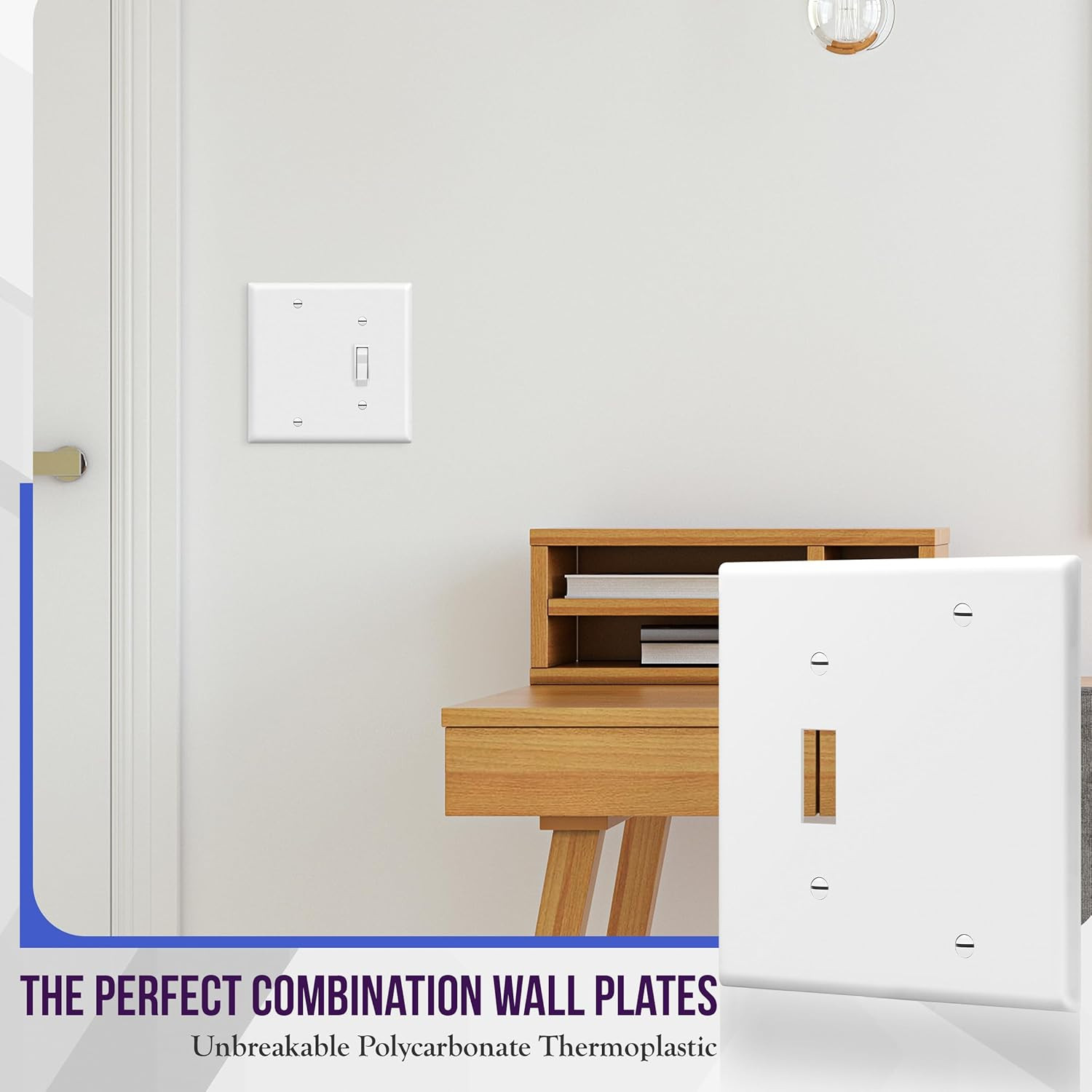 Combination Toggle Switch/Blank Device Wall Plate, Standard Size, 2-Gang 4.5" X