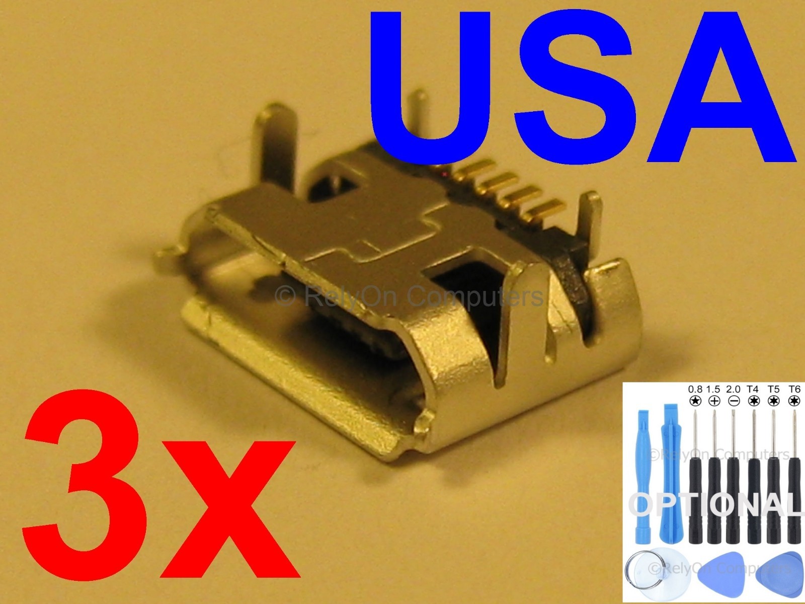 3x Micro USB Charging Port Sync Connector for Hisense Sero 8 E2281 Tablet USA