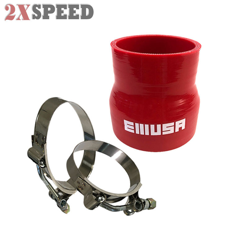 Red 4-Ply Silicone 2.5" to 3" Hose Coupler +2.5" Hose Clamp+3" Hose Clamp