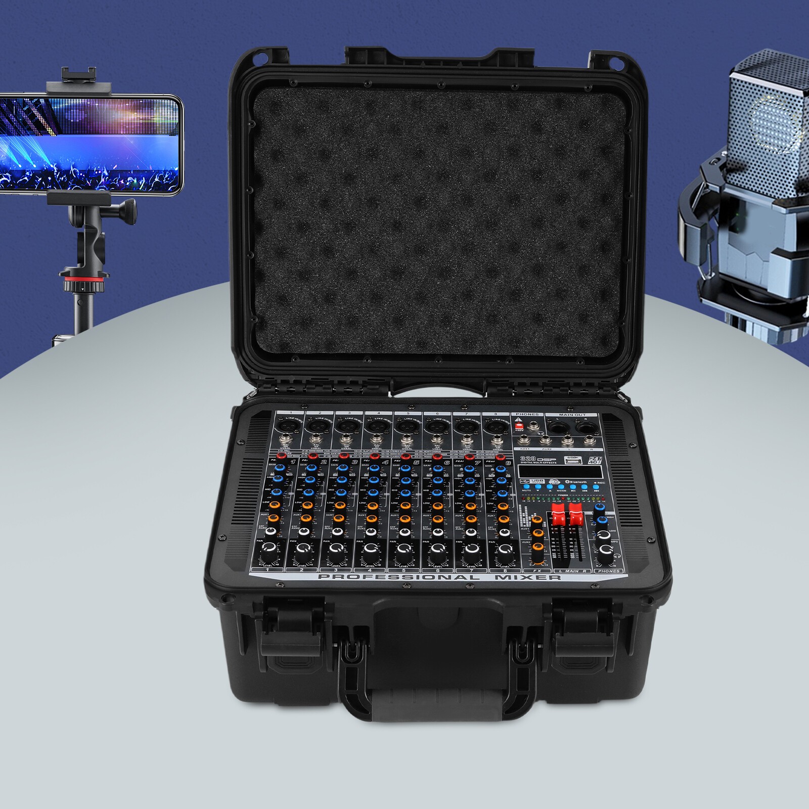 8-Channel Professional Bluetooth Live Studio Audio Mixer USB Mixing Console