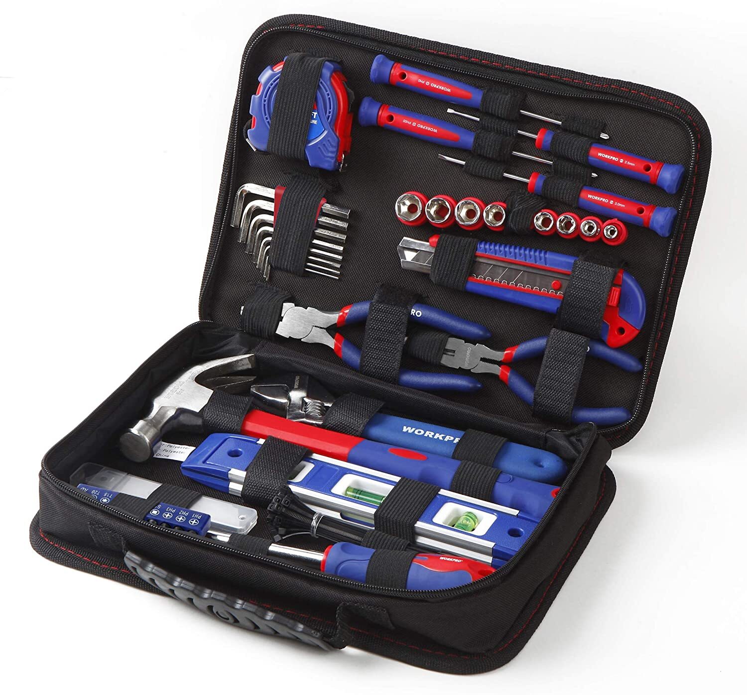 WORKPRO Home Tool Kit 100PIECE Household Hand Tool Kit Set w/Easy Carrying Pouch