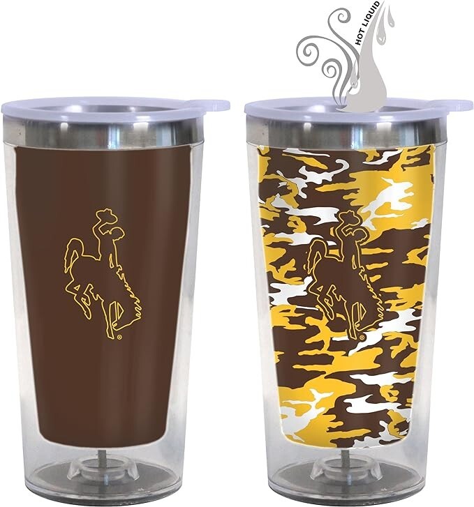 NCAA Wyoming Cowboys Magic Hot Color Change to Camouflage Tumbler Cup Glass 16oz