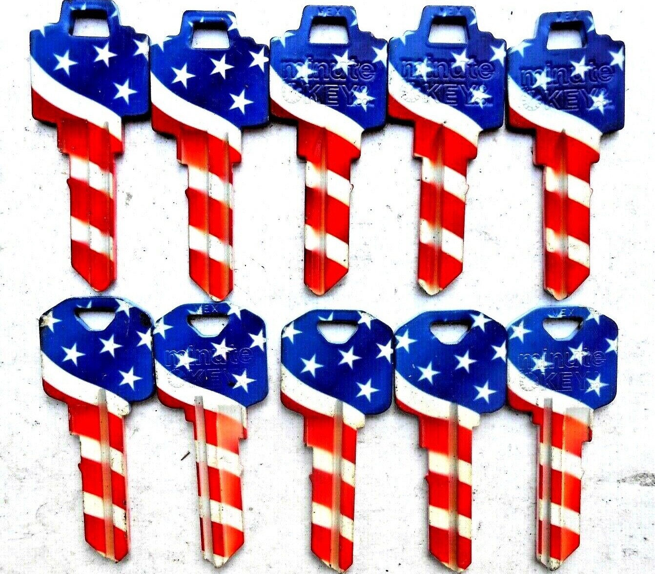 (10) U.S. Flag  in house key blanks  (5) Schlage SC1  and  (5) Kwikset KW1