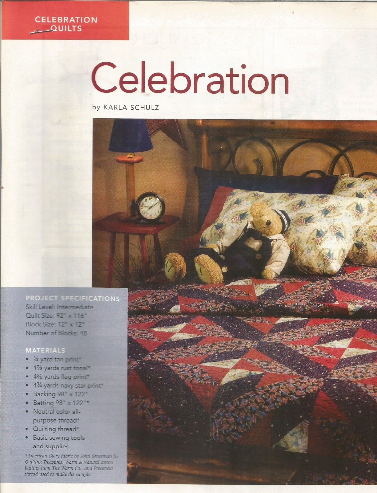 E0202 CELEBRATION QUILT  PATTERN/INSTRUCTIONS