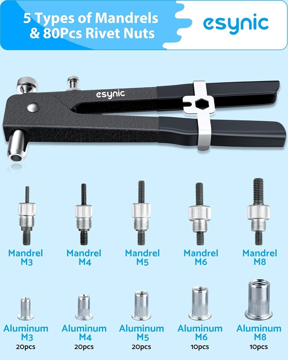 Professional 10-Inch Rivet Nut Tool Set - Efficient Repairs with Storage Case