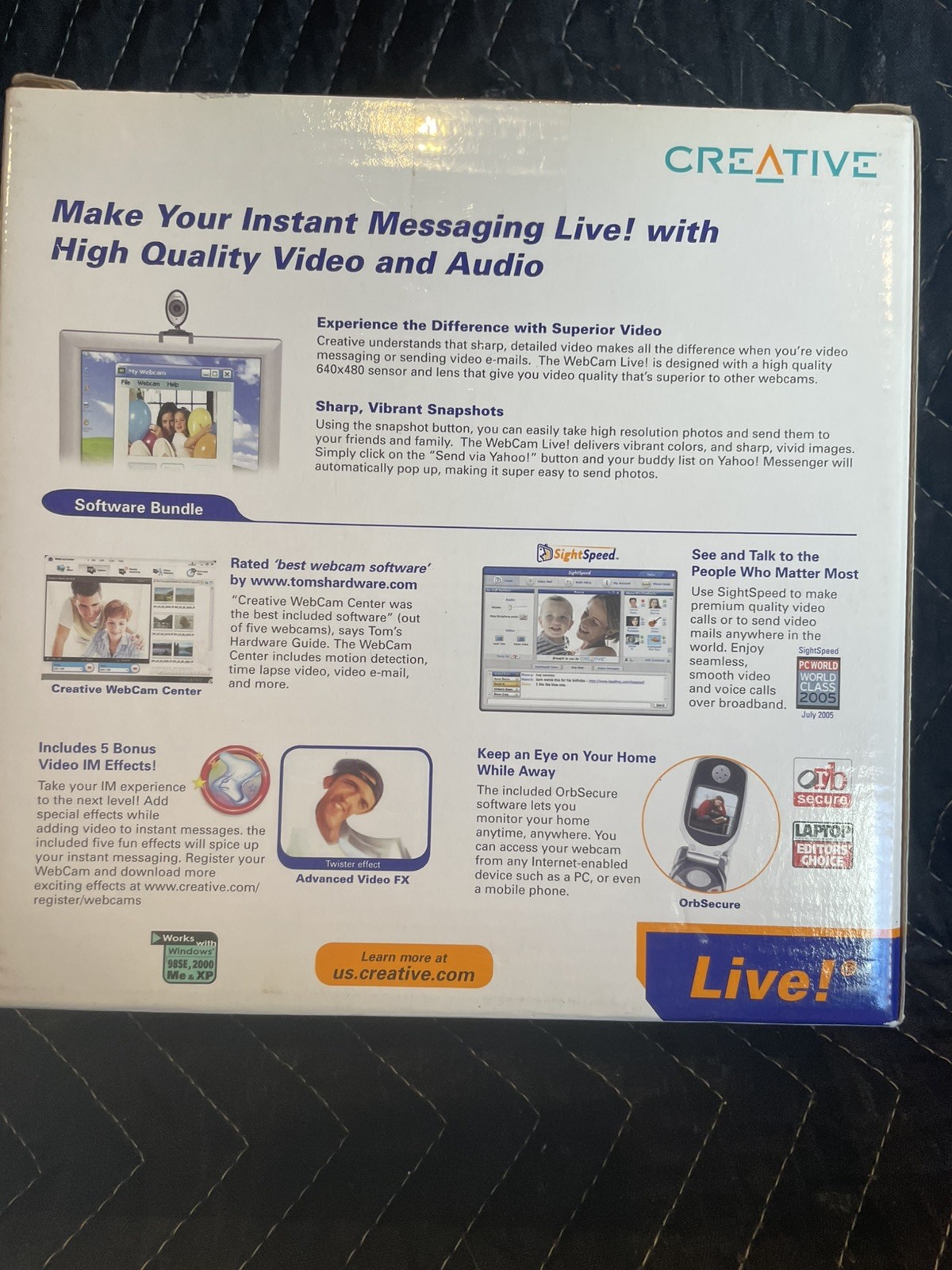 New! Creative Labs Webcam Live Messenger USB Wired Webcam Built In Microphone