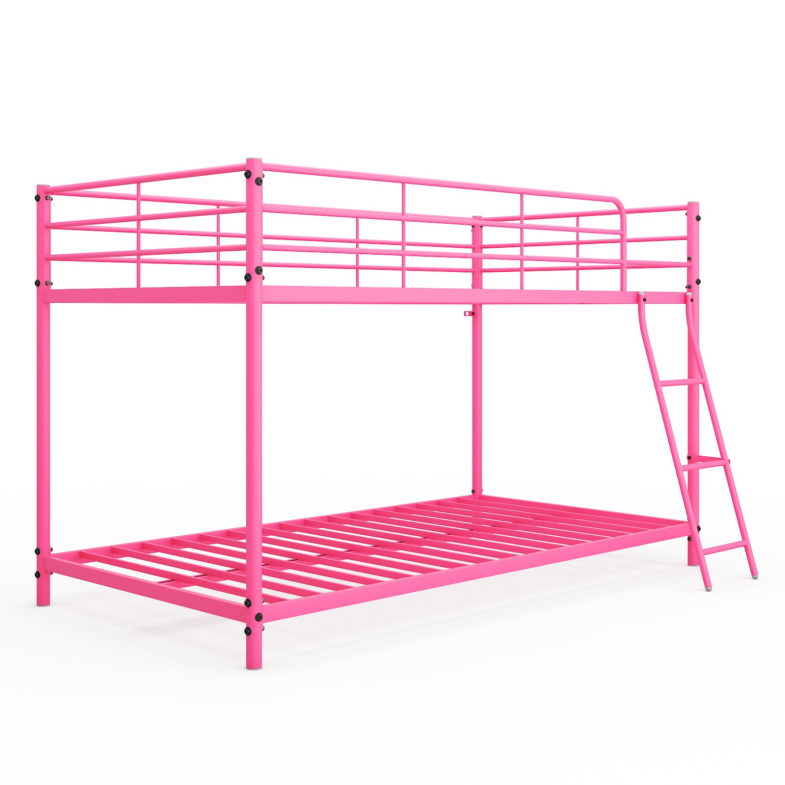 Twin Size Metal Bunk Bed for Kids Teens Adults Heavy Duty Metal Bunk Bed Pink