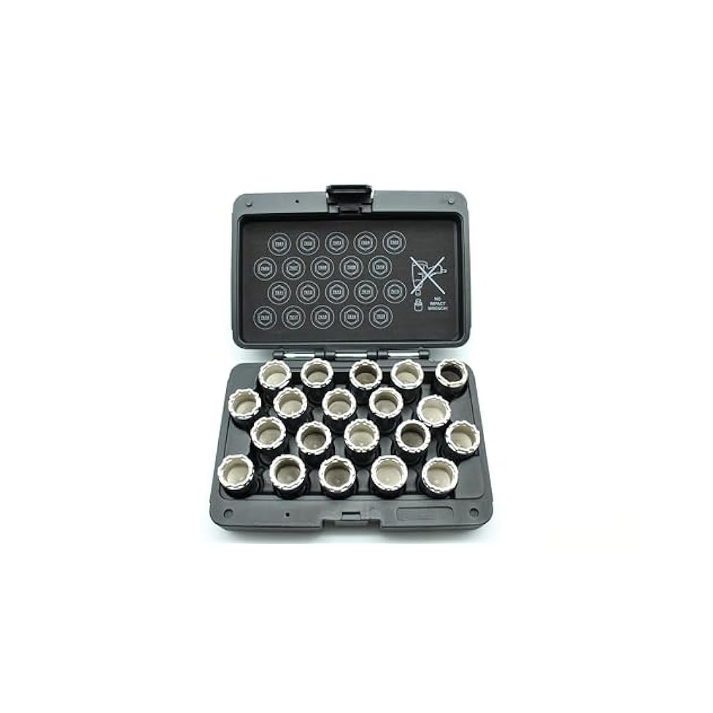 Car Lug Nut Security Removal Set, 20 Pcs Socket Key System for Vehicle