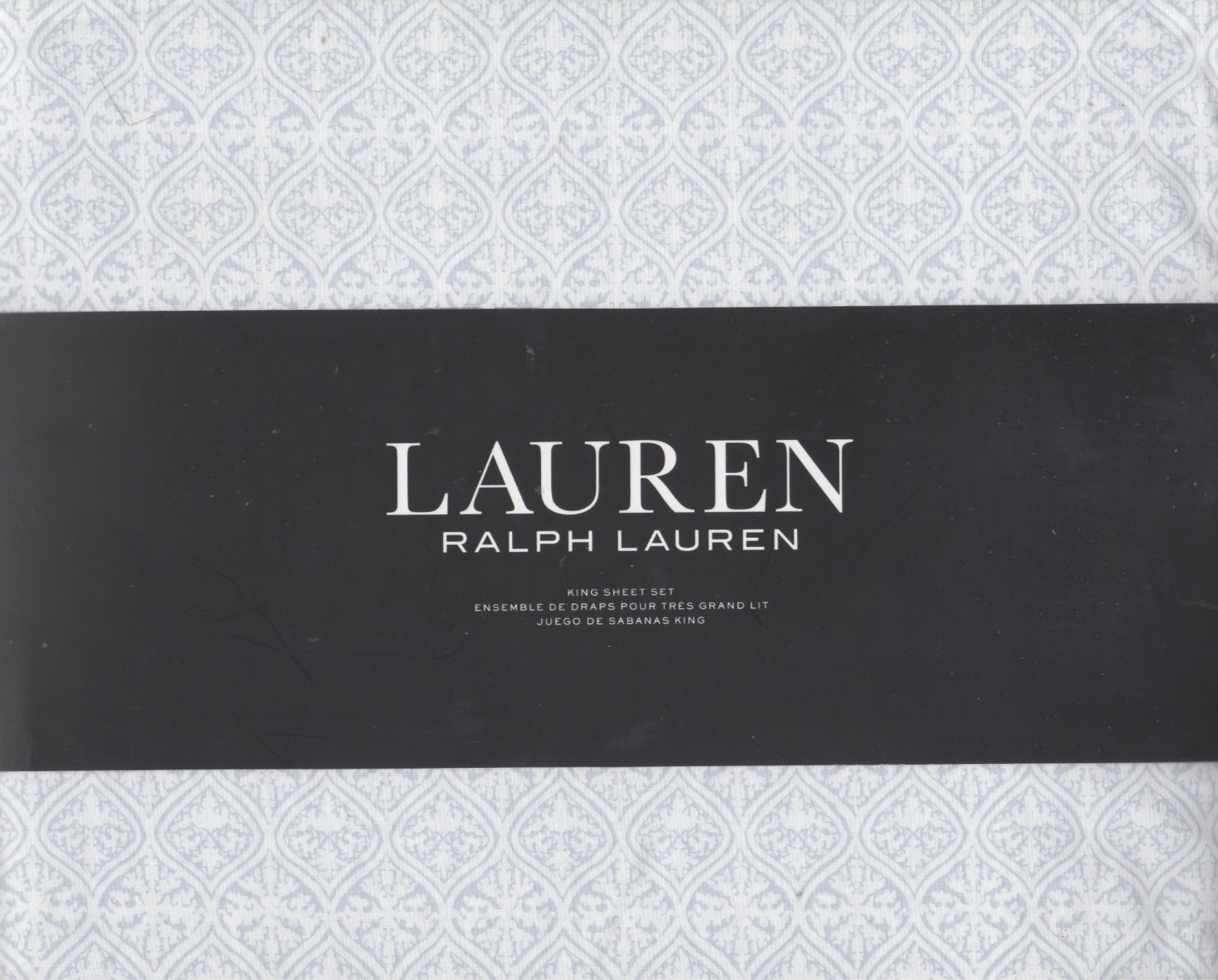 Ralph Lauren King Sheet Set Zarafa Batik Chambray Blue 4pc Moroccan Medallions
