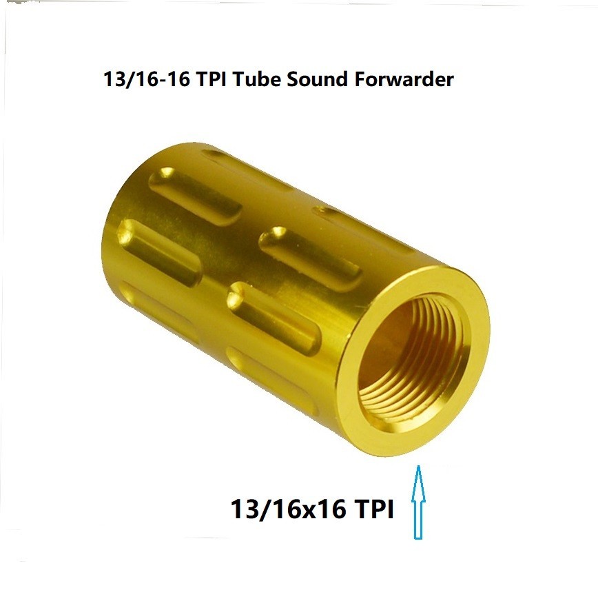 Aluminum 13/16''x16 TPI Threaded Muzzle Brake Tube Sound Forwarder Gold Color