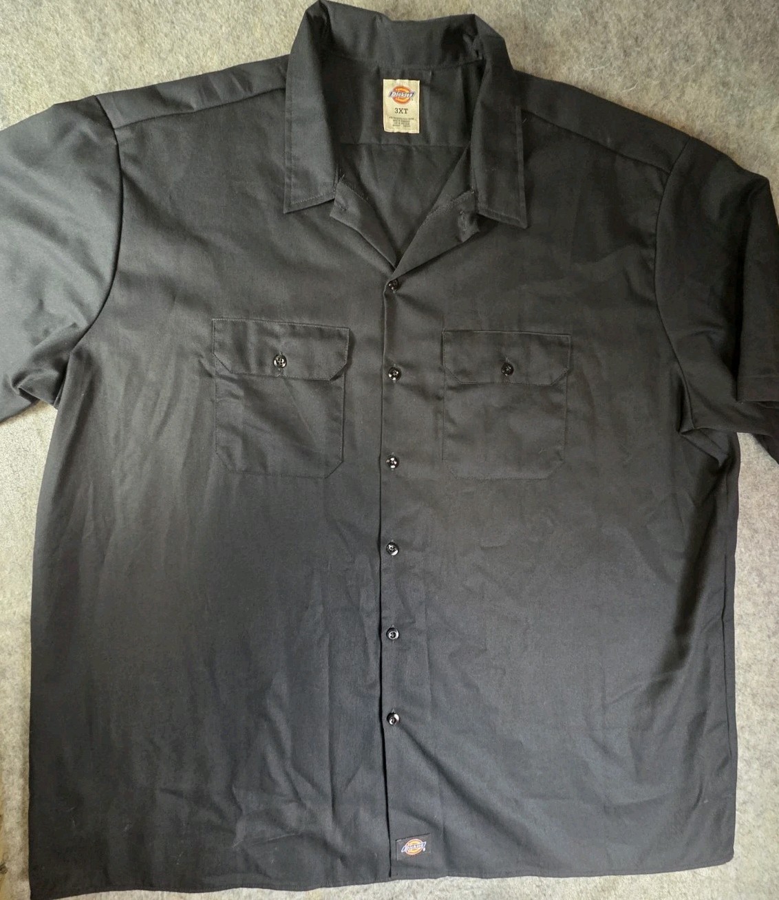 DICKIES 3XL 3XT Tall Short Sleeve Work Shirt Black Distressed Workwear Grunge