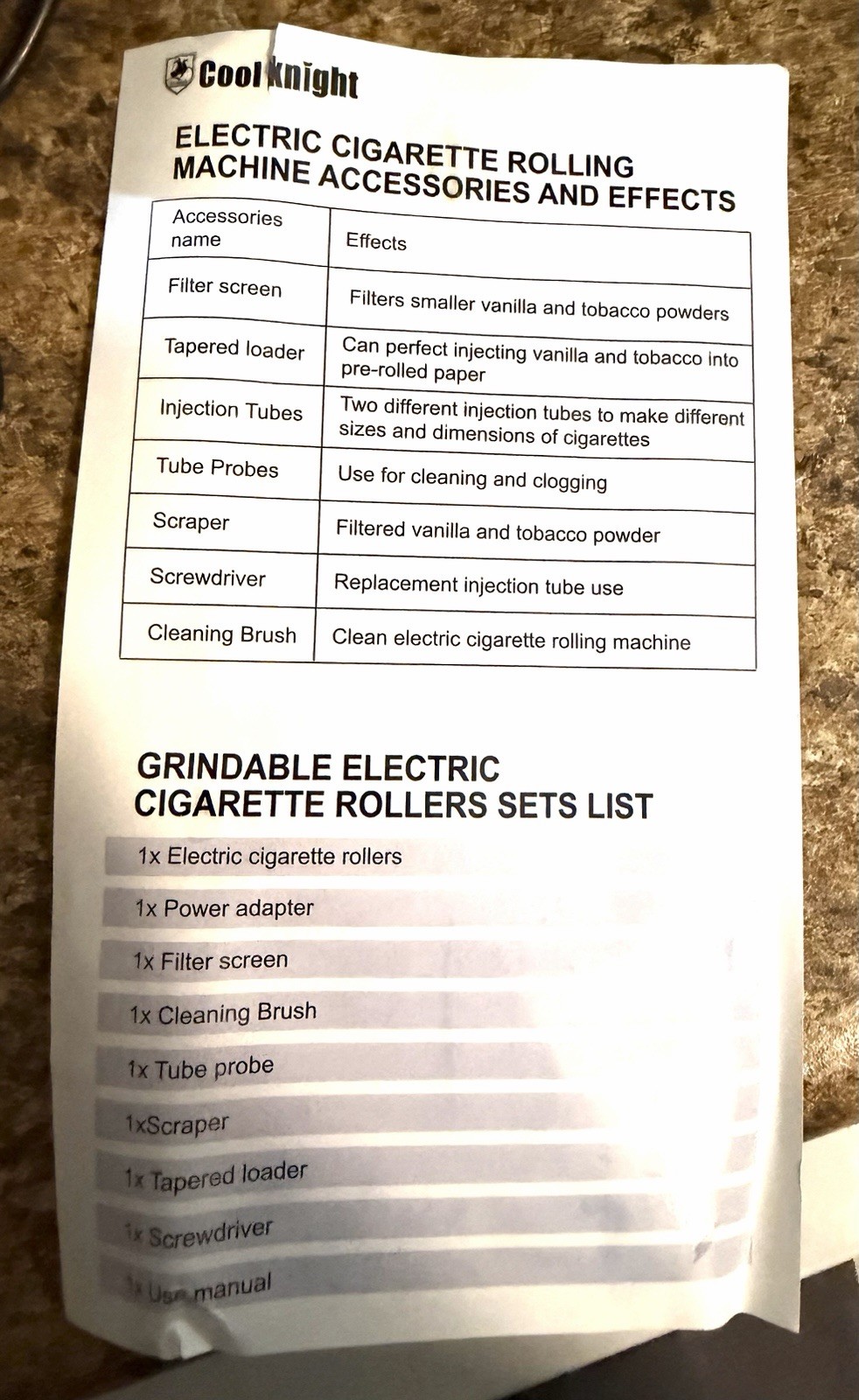 Electric Cigarette Rolling Machine, Cool Knight