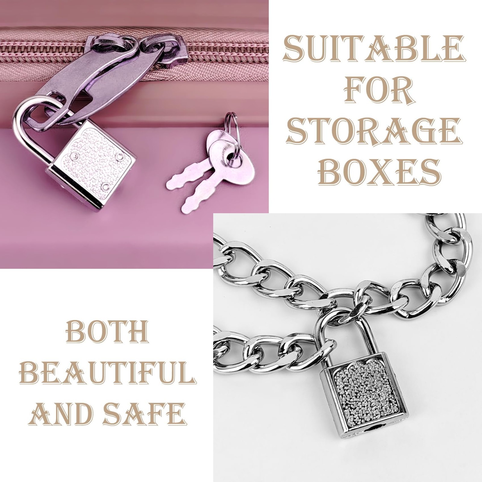 5 Pack Mini Diary Padlock, Small Locks with Keys, Tiny Luggage Silver