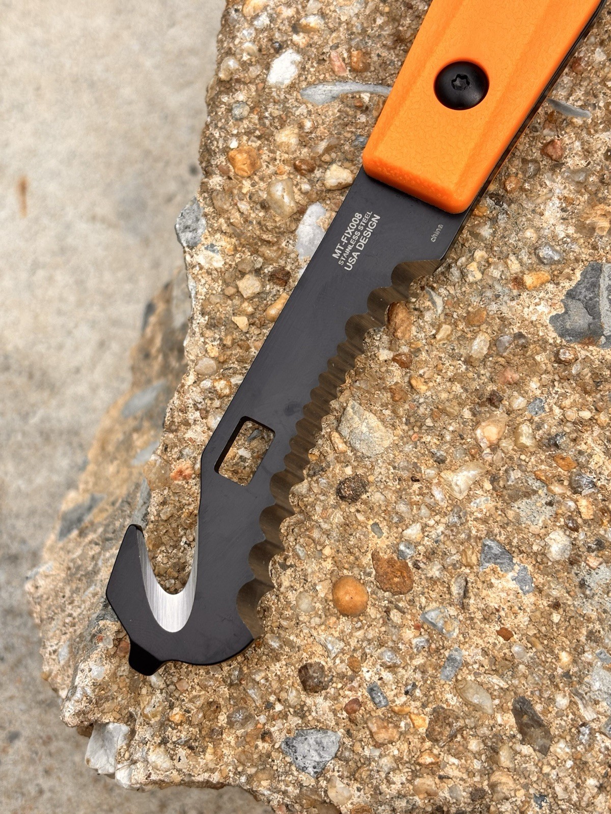 Fixed Blade Knife 7” Emt Rescue Hook Cutter Full Tang Nylon Sheath Professional
