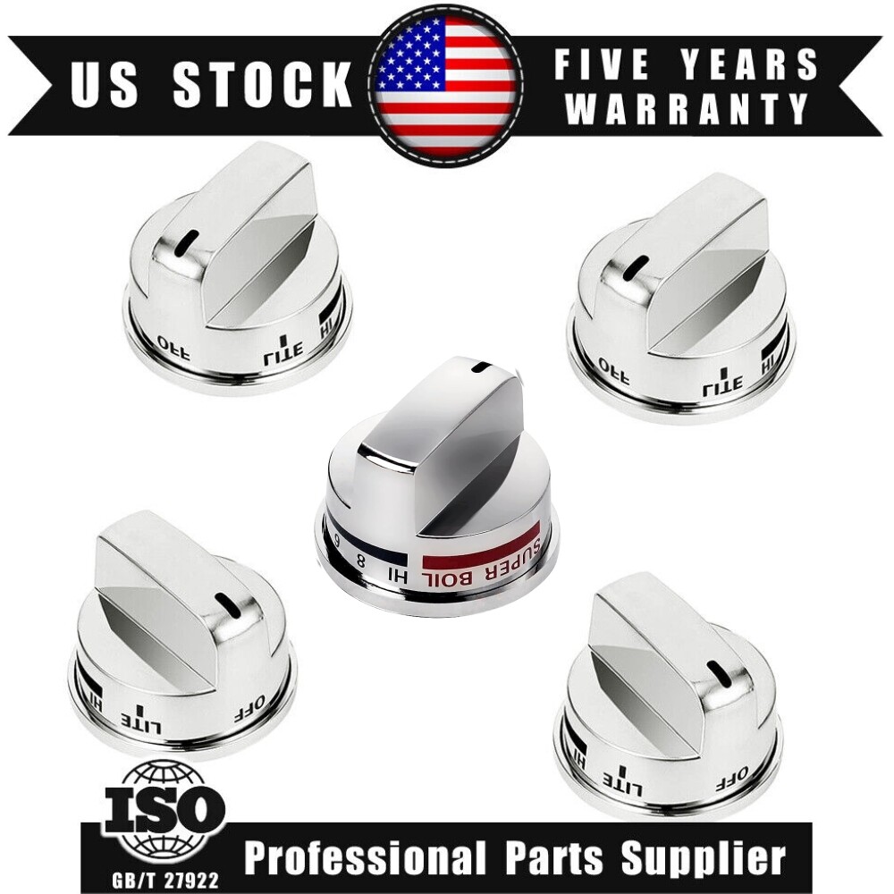 OEM For LG Stainless Super Boil 4 (EBZ37189611) Knobs & 1 (EBZ37189609) Knob