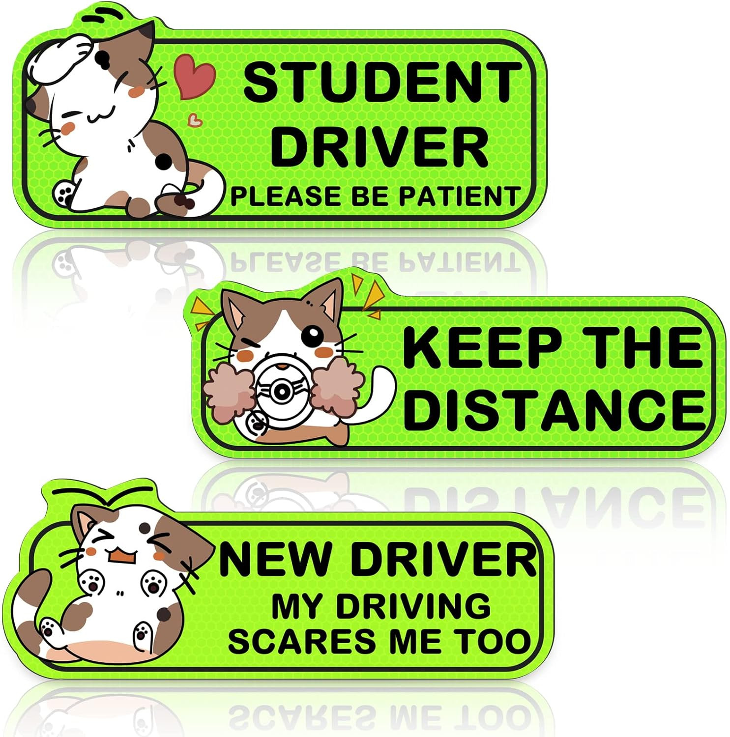 3 Pcs Student Driver Car Magnet Large, 9 Inch New Driver Magnet for Car, Reflect