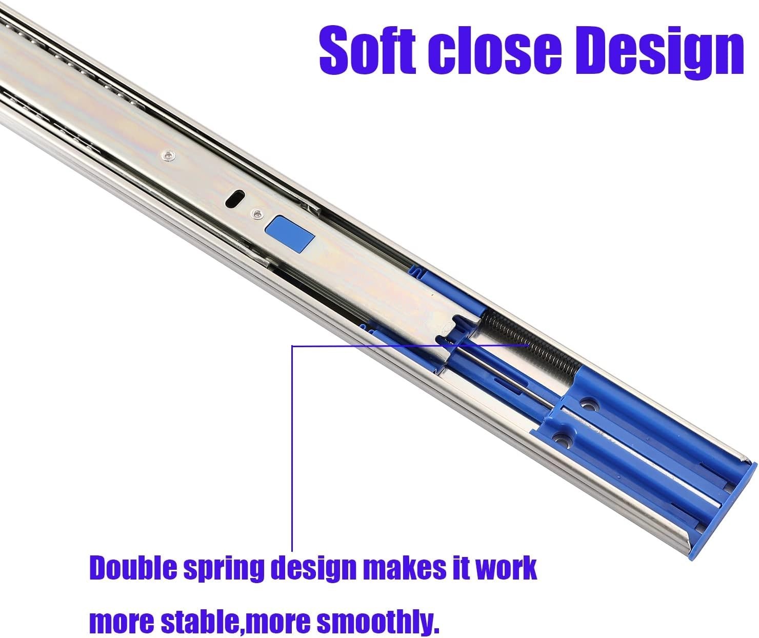 Heavy Duty 22'' Soft Close Drawer Slides - Full Extension with 10 Pairs Included