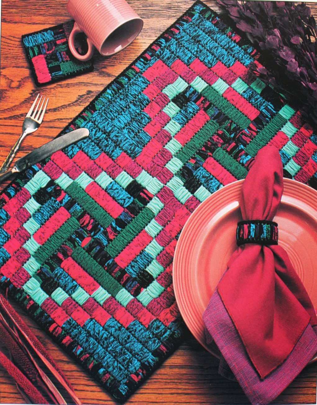 Log Cabin Place Mat Set Plastic Canvas Patterns Annies Club Home Decor